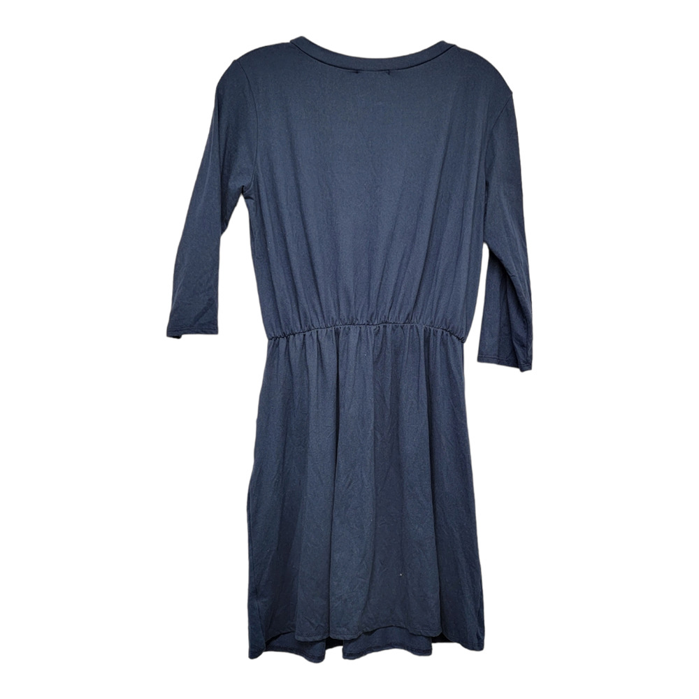 Riah Fashion Women's Slip Dress 3/4 Sleeve Solid Navy Blue Size Small - Picture 2 of 4